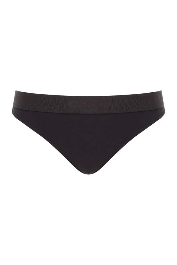 Тоналды серпімді белдігі бар қара түсті созылатын модальды стринги - фото 1