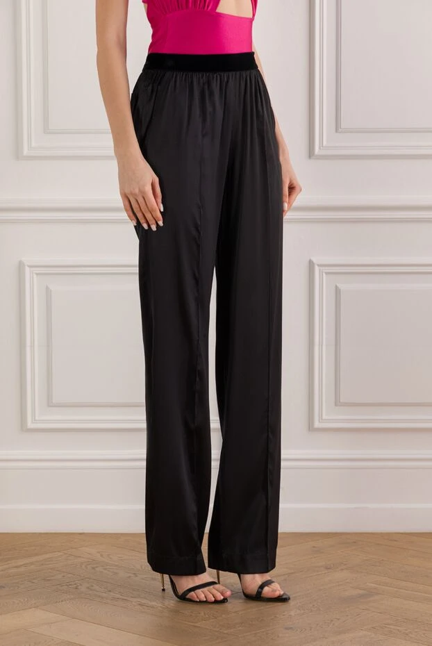 Tom Ford брюки из эластичного шелка и атласа черные 192607 - фото 3