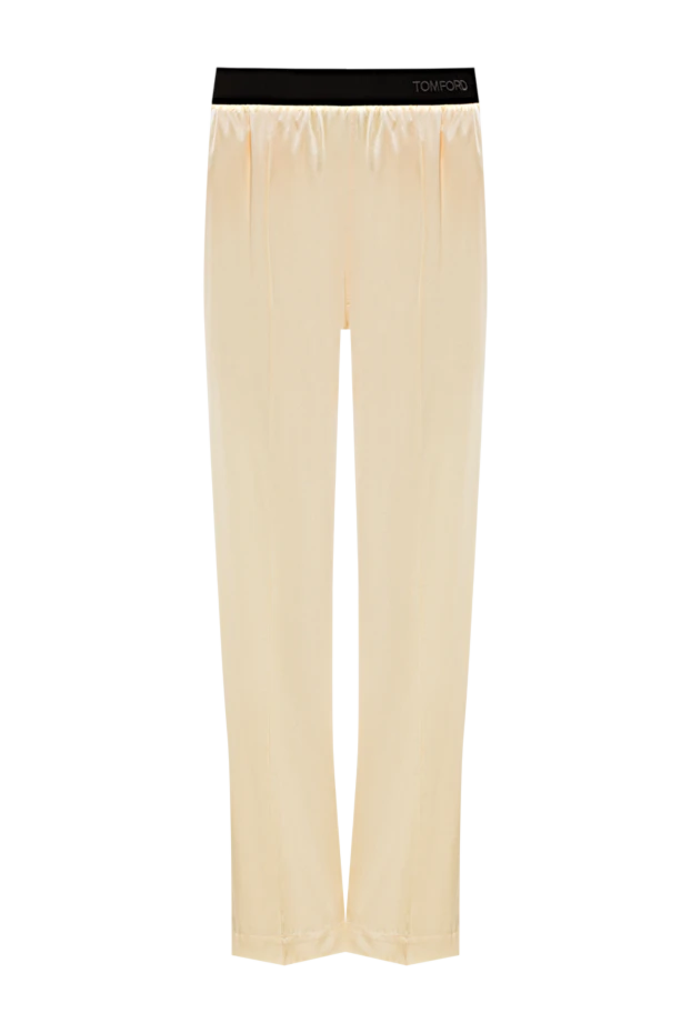 Серпімді жібек пен атластан жасалған шалбар, бежевый - фото 1