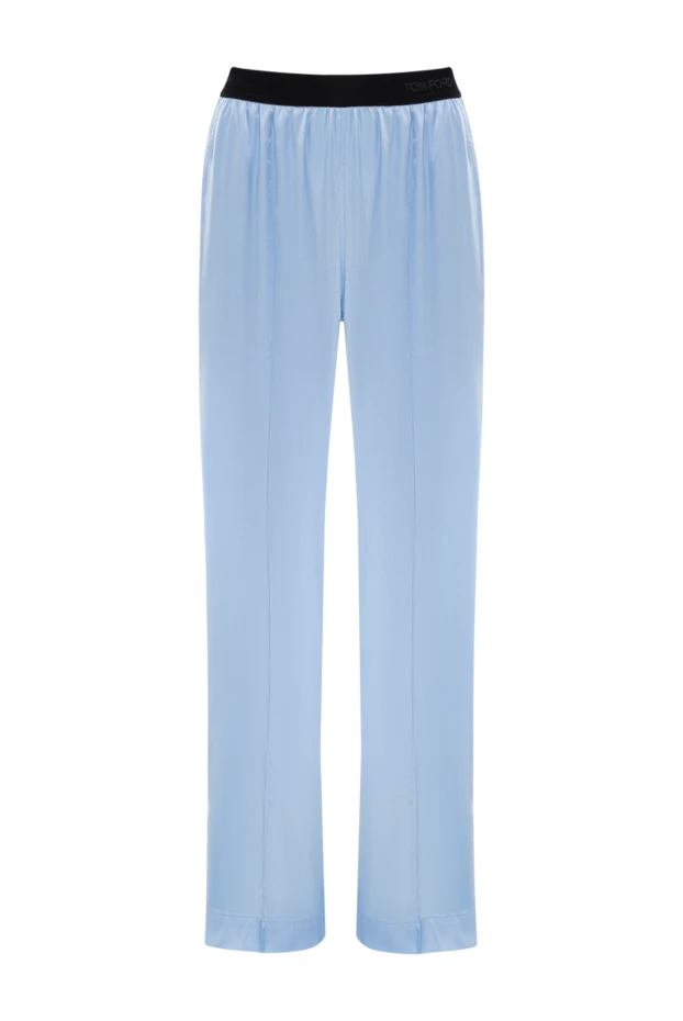 Серпімді жібектен және атластан жасалған шалбар, көк - фото 1