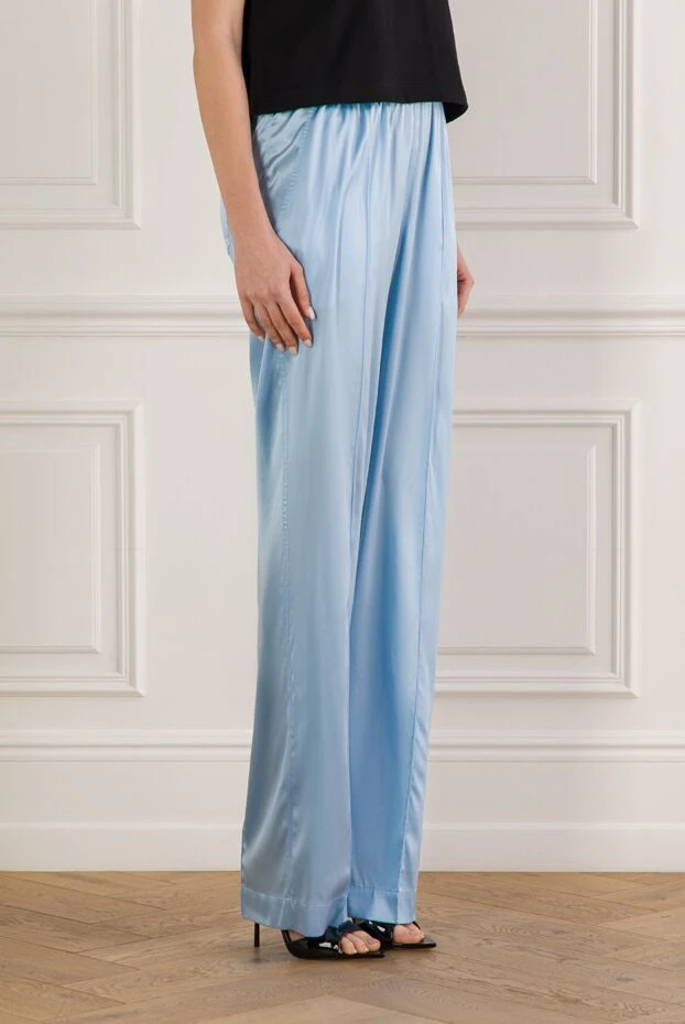Tom Ford брюки из эластичного шелка и атласа голубые 192609 - фото 3