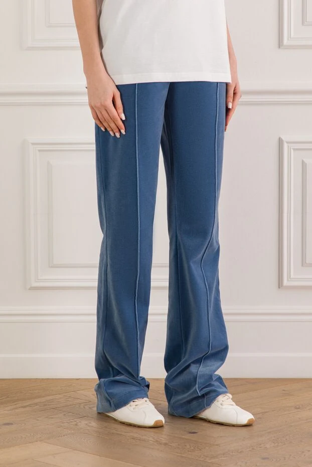 Tom Ford синие мягкие брюки на эластичном поясе с завязками 192613 - фото 3