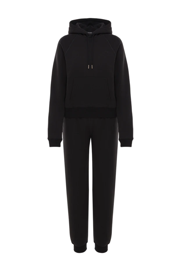 Әйелдерге арналған қара мақта және жібектен жасалған спорттық костюм - фото 1