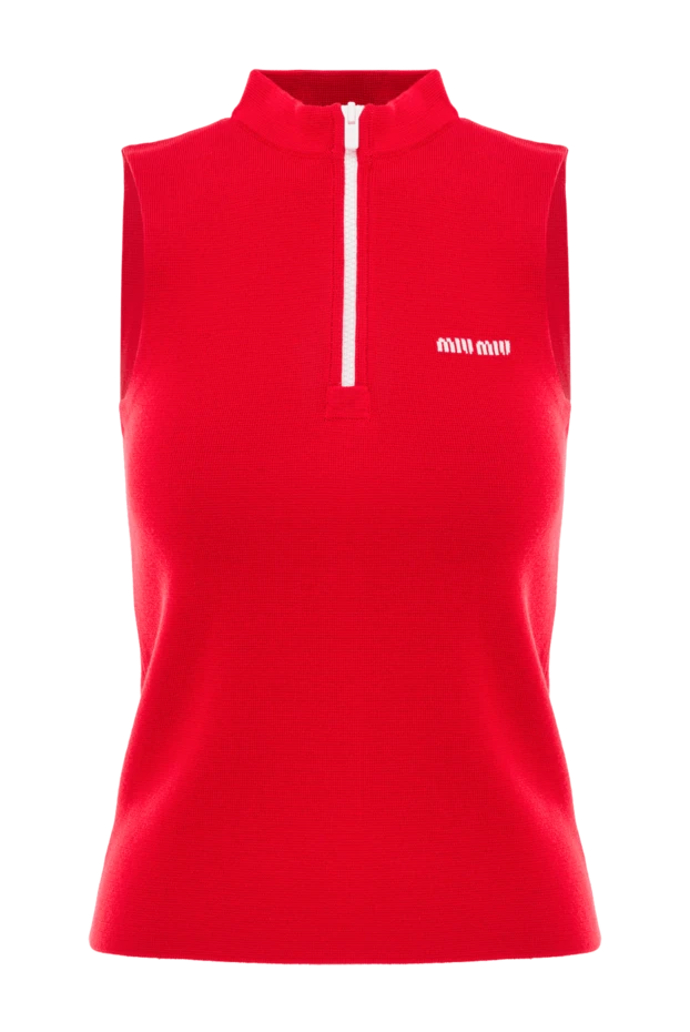 Red wool vest with a zipper - photo 1