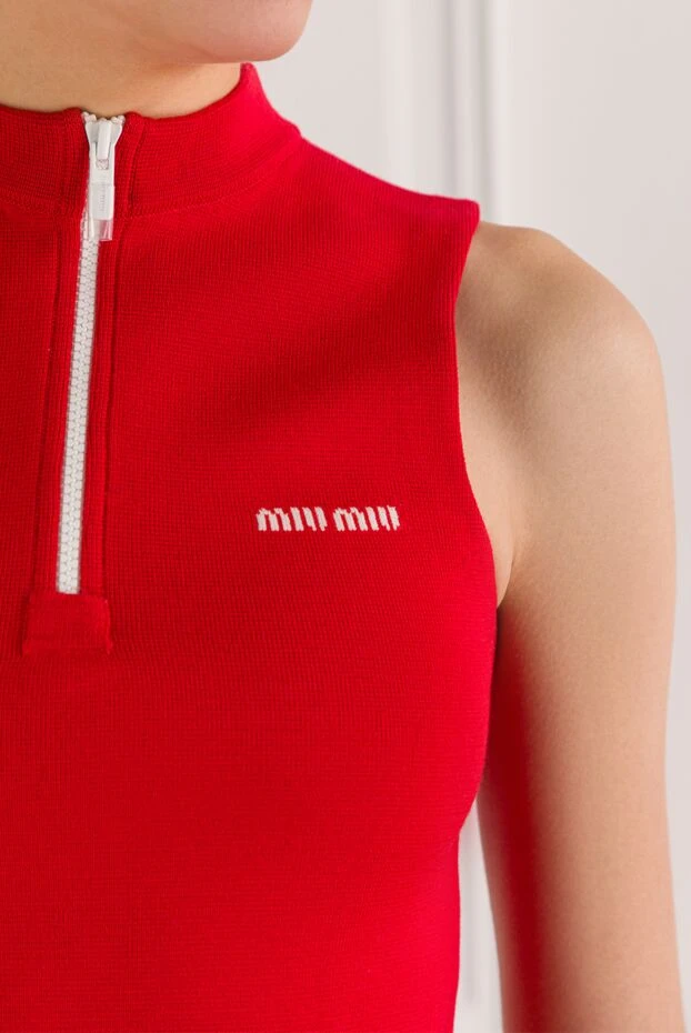 Miu Miu красный шерстяной жилет на молнии 192624 - фото 3