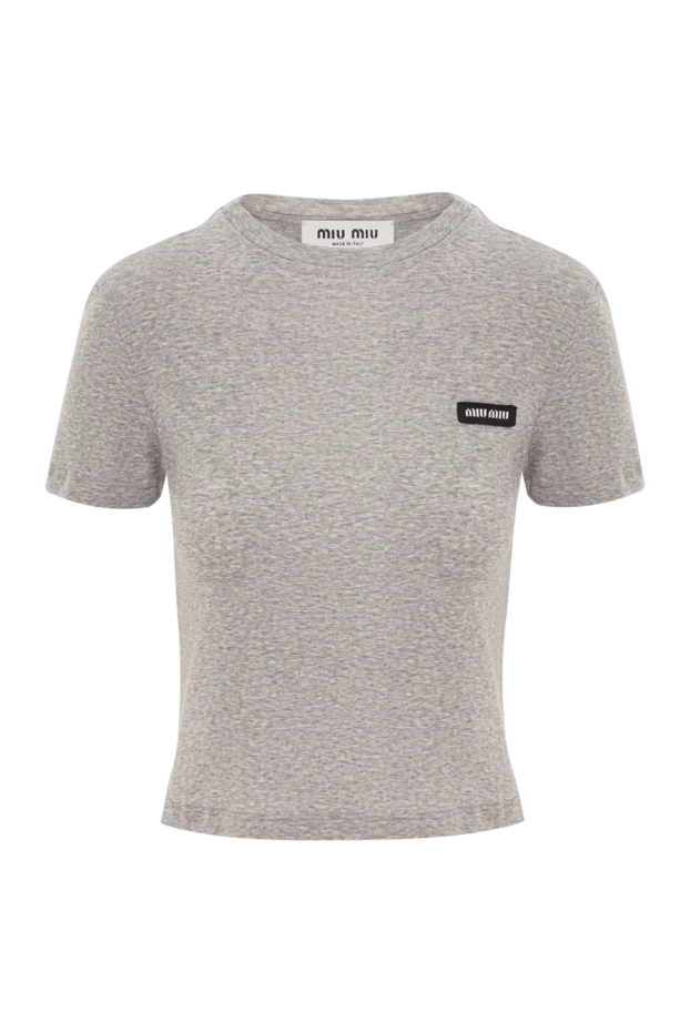 Серая меланжевая футболка из хлопка с логотипом - фото 1