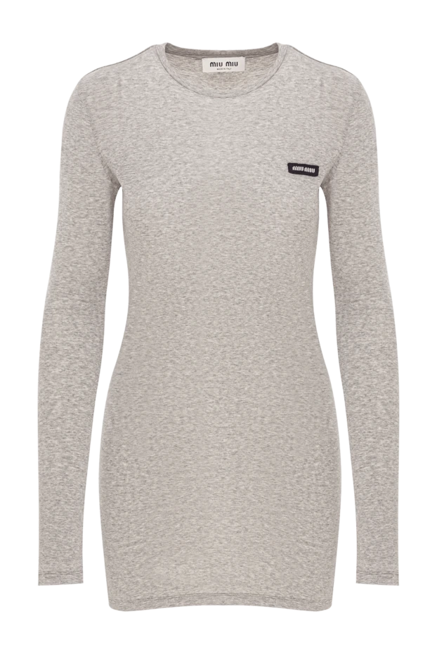 Сұр меланж түстес, ұзын жеңді, қабырғалы тоқылған көйлек - фото 1