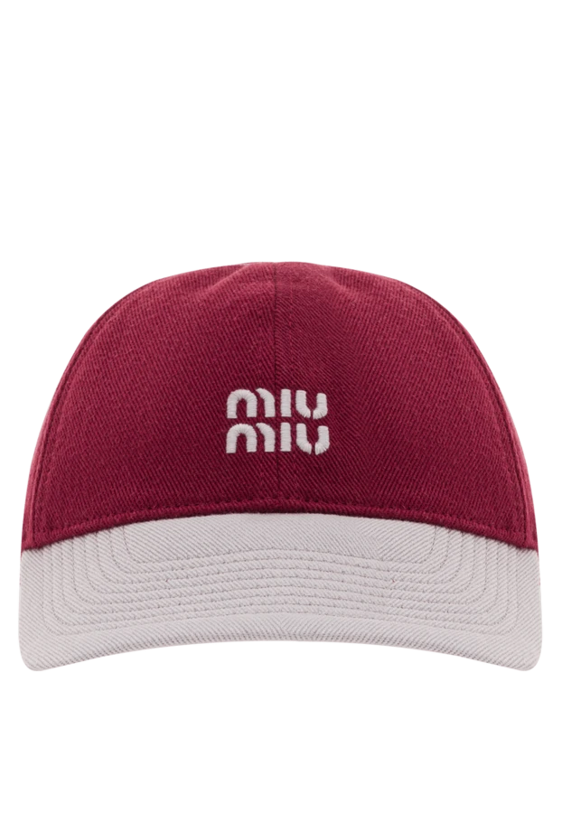 Женская кепка выполнена из бордового хлопка с контрастным светлым козырьком - фото 1