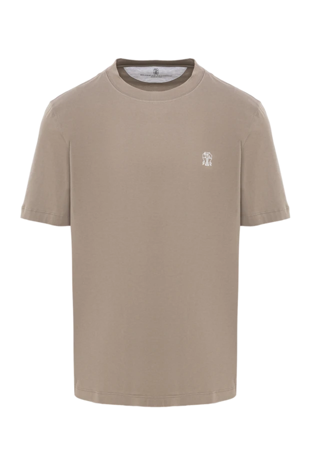 Brunello Cucinelli men's green cotton t-shirt with brand logo 192634 - photo 1