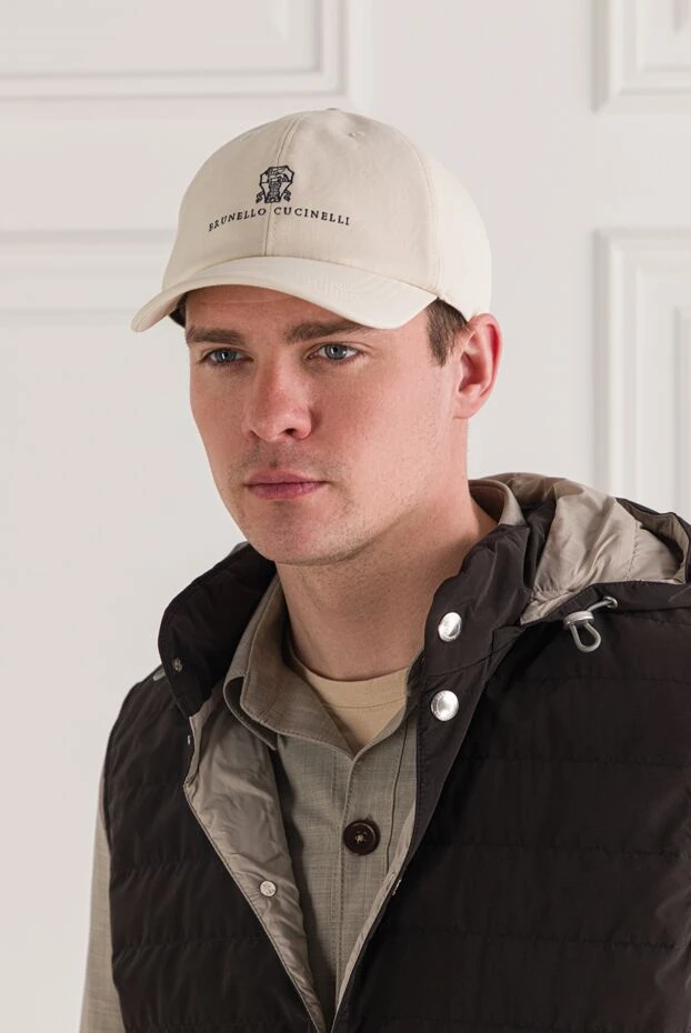 Brunello Cucinelli white men's baseball cap with embroidered logo 192638 - photo 2