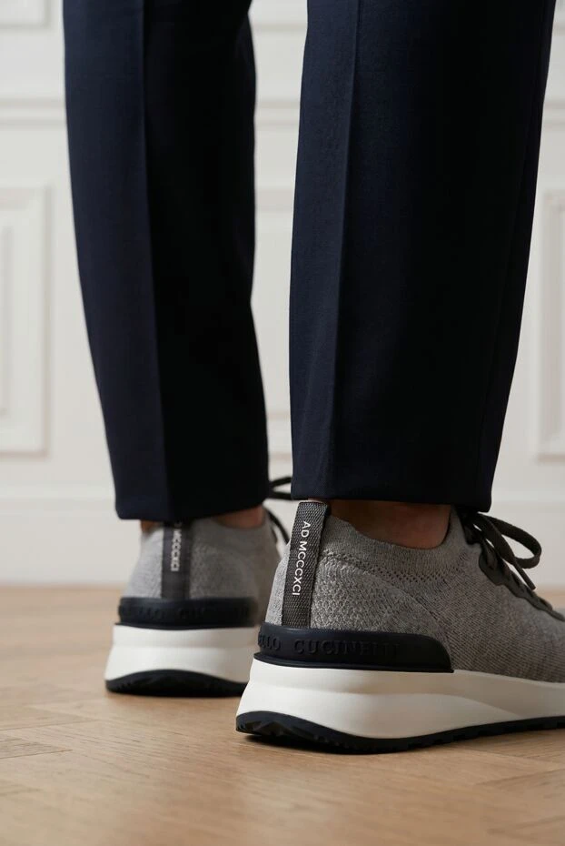 Brunello Cucinelli қалың жұмсақ табаны бар ашық сұр түсті тоқылған кроссовкалар 192642 - фото 2