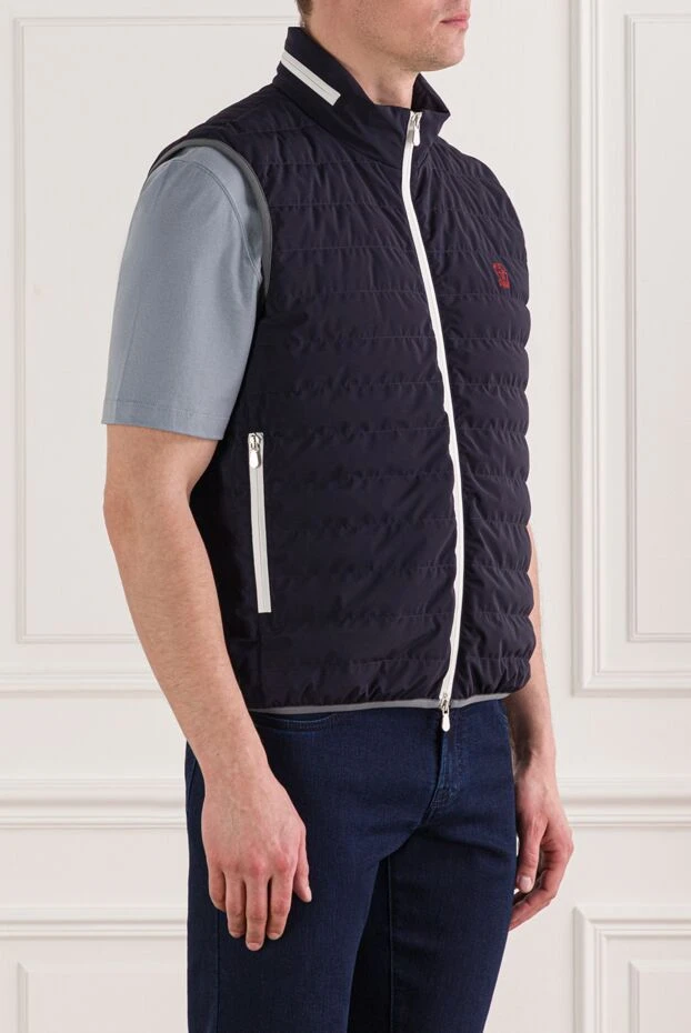 Brunello Cucinelli ерлерге арналған контраст логотипі бар көк түсті тоқылған жейде 192647 - фото 3