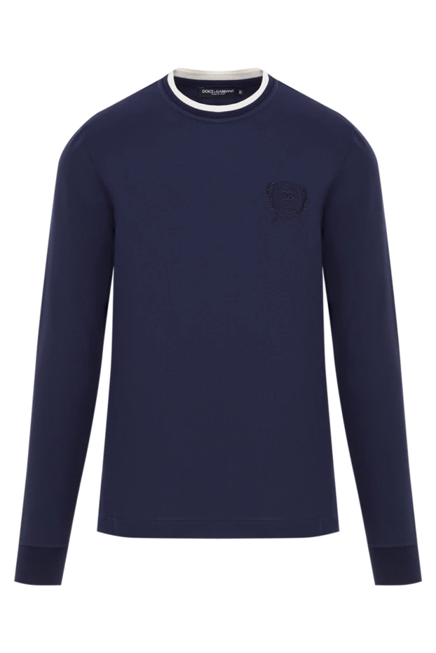 Синий свитшот с эффектом многослойности и логотипом - фото 1