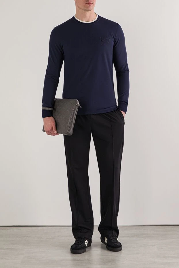 Dolce & Gabbana синий свитшот с эффектом многослойности и логотипом 192656 - фото 2