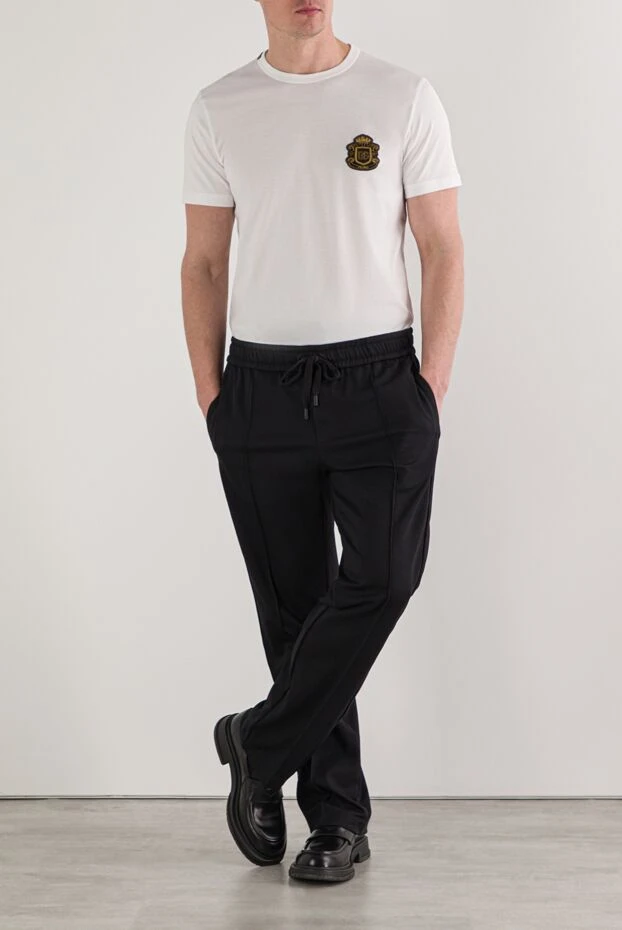 Dolce & Gabbana белая мужская футболка из джерси с аппликацией 192658 - фото 2