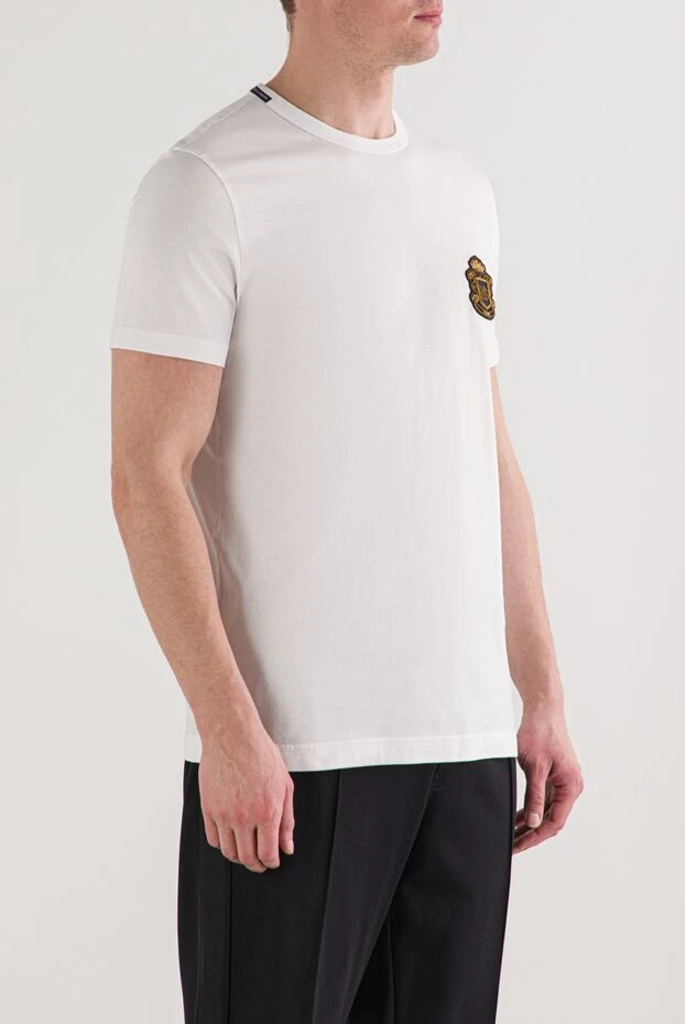 Dolce & Gabbana белая мужская футболка из джерси с аппликацией 192658 - фото 3