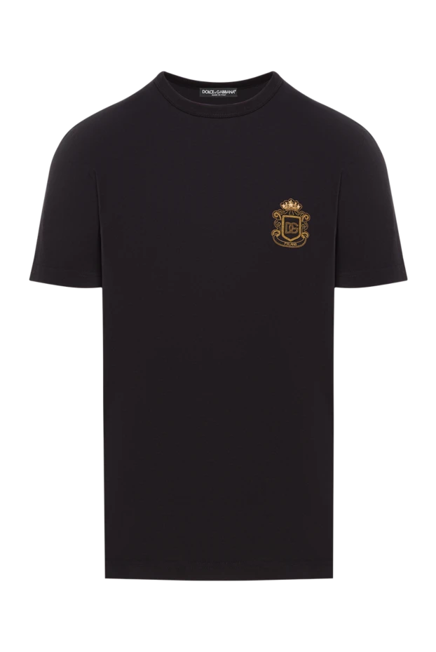 Dolce & Gabbana black men's cotton t-shirt with coat of arms embroidery 192659 - photo 1