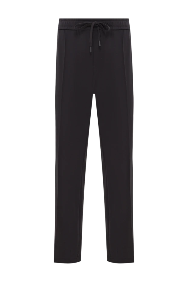 Men's black knitted trousers with side stripes - photo 1