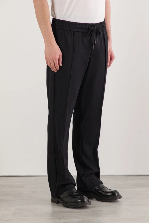 Dolce & Gabbana трикотажные мужские брюки черного цвета с полосами по бокам 192660 - фото 3