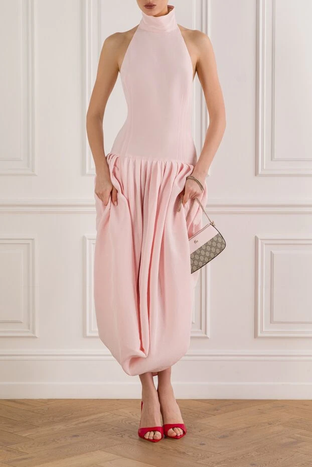 Magda Butrym a soft pink midi dress with an open back and draping 192662 - photo 2