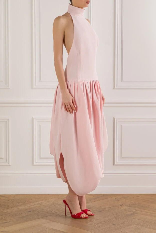 Magda Butrym нежно-розовое платье миди с открытой спиной и драпировкой 192662 - фото 3