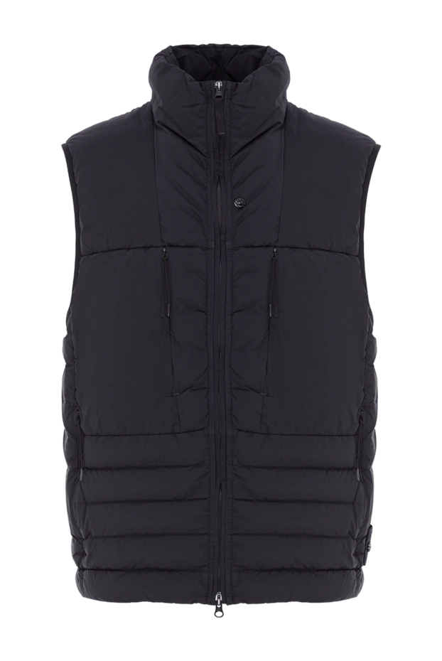 Легкий мужской пуховый жилет из нейлона синего цвета с двусторонней молнией - фото 1