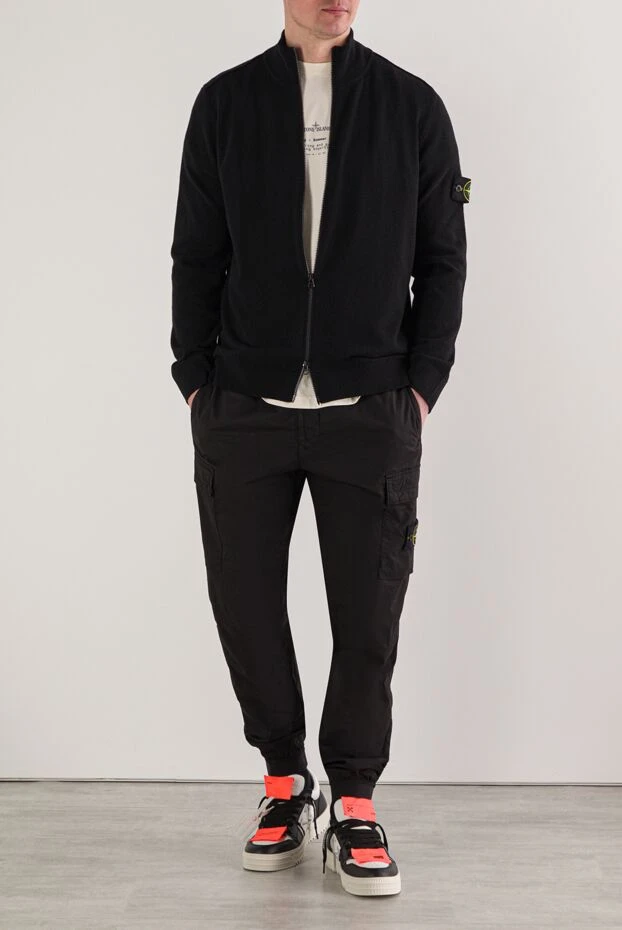 Stone Island қара компас жамауымен ерекшеленген жүннен тігілген кардиган 192668 - фото 2