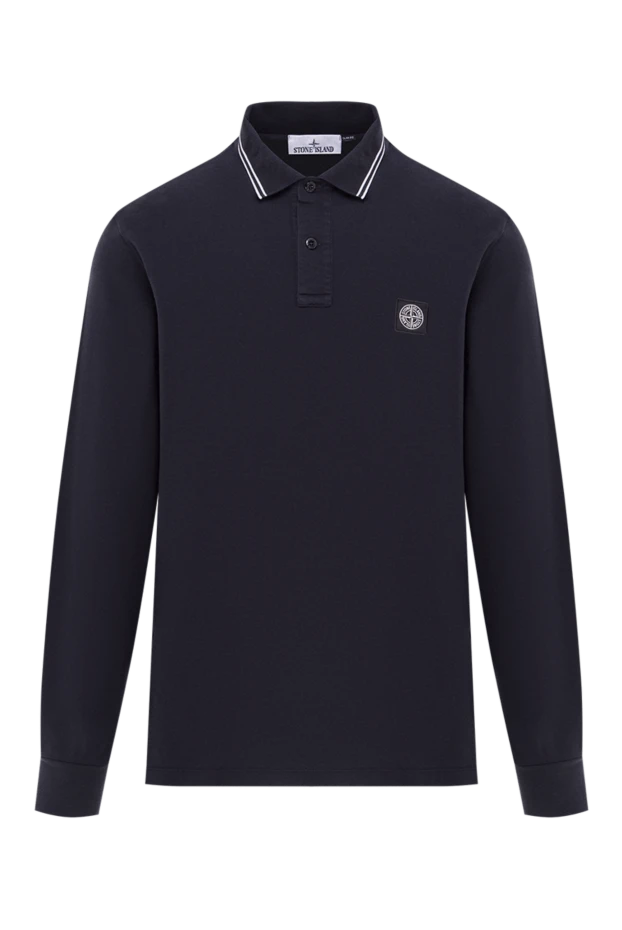 Long sleeve polo shirt made of organic cotton pique in blue - photo 1
