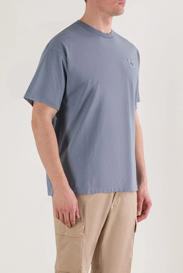 Stone Island таралған органикалық мақтадан тігілген көк түсті қысқа жеңді футболка 192672 - фото 3