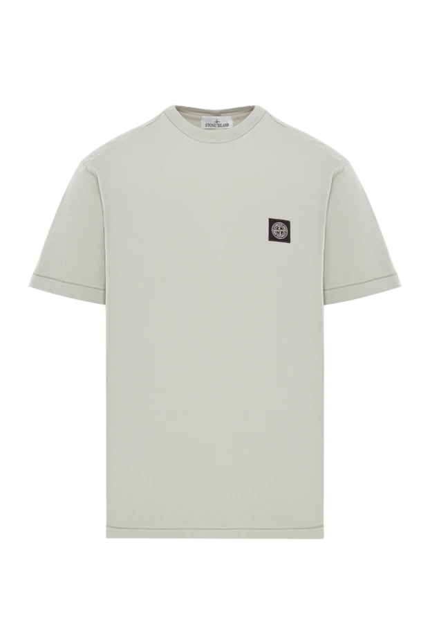 Ашық зәйтүн түсті мақтадан жасалған қысқа жеңді футболка - фото 1