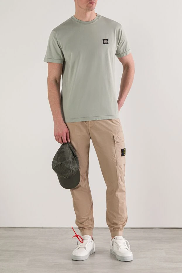 Stone Island ашық зәйтүн түсті мақтадан жасалған қысқа жеңді футболка 192674 - фото 2