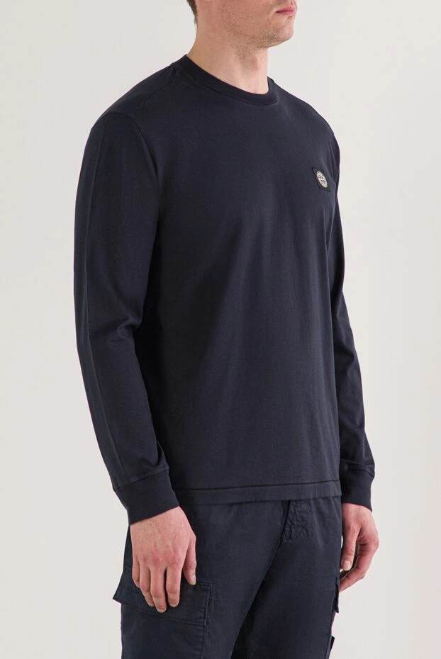 Stone Island свитшот синего цвета из хлопкового трикотажа 192677 - фото 3