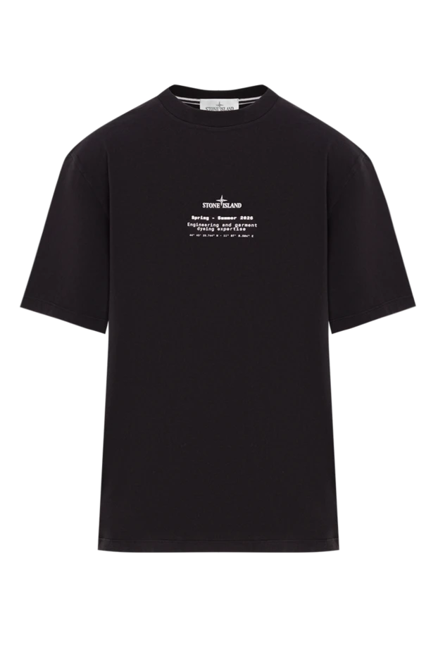 Таралған органикалық мақтадан тігілген қара түсті қысқа жеңді футболка - фото 1