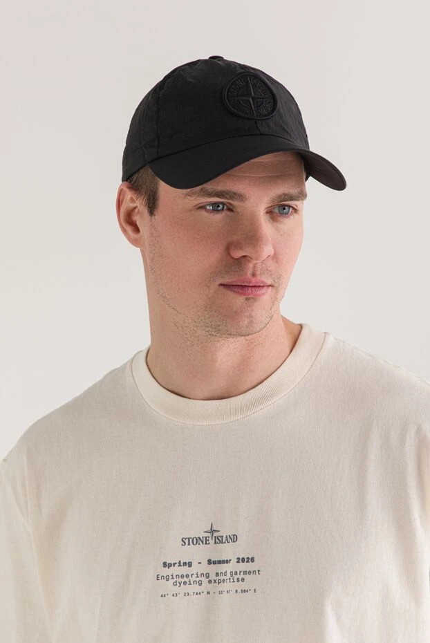 Stone Island бейсболка шестиклинка черная с рельефной вышивкой compass 192688 - фото 2