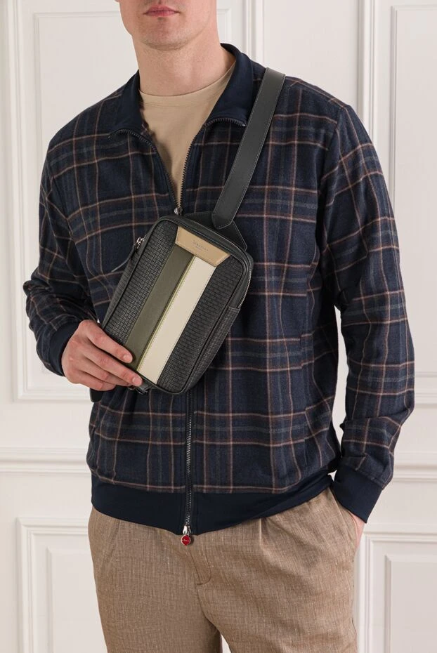 Serapian cумка-слинг из материала stepan серого цвета с цветными вставками 192690 - фото 3