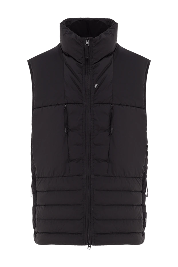 Легкий мужской пуховый жилет из нейлона черного цвета с двусторонней молнией - фото 1