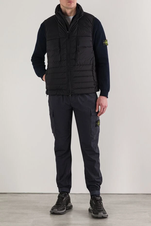 Stone Island легкий мужской пуховый жилет из нейлона черного цвета с двусторонней молнией 192693 - фото 2