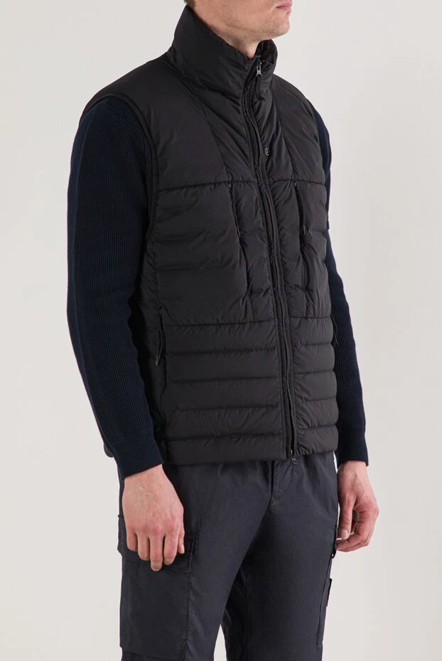 Stone Island легкий мужской пуховый жилет из нейлона черного цвета с двусторонней молнией 192693 - фото 3