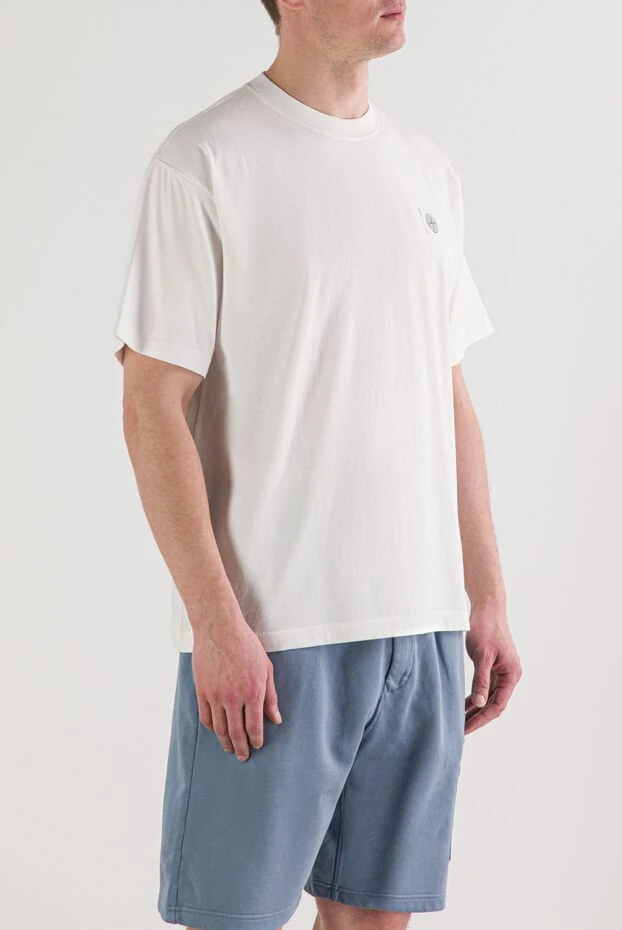 Stone Island тарақпен өңделген органикалық мақтадан жасалған ақ футболка 192697 - фото 3