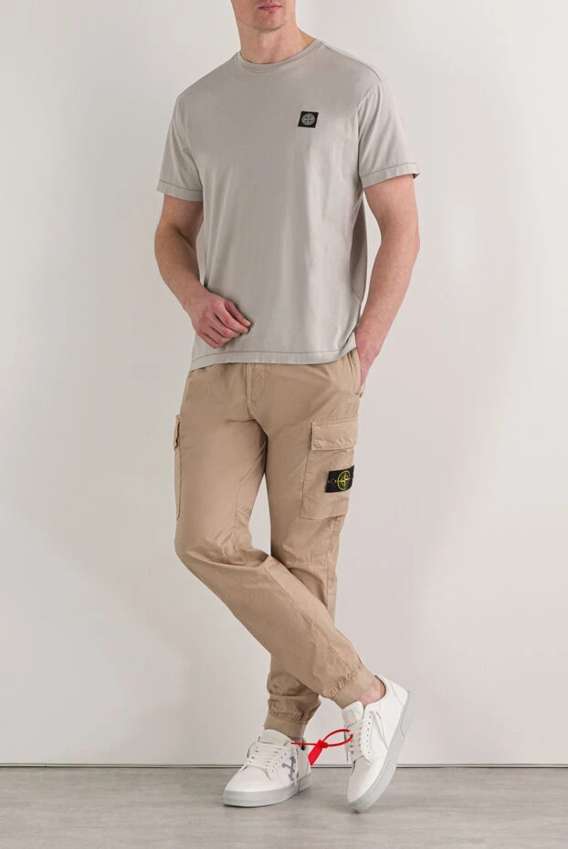Stone Island футболка серого цвета с короткими рукавами из хлопкового трикотажа 192698 - фото 2