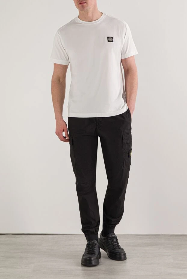 Stone Island white short-sleeved cotton jersey t-shirt 192699 - photo 2