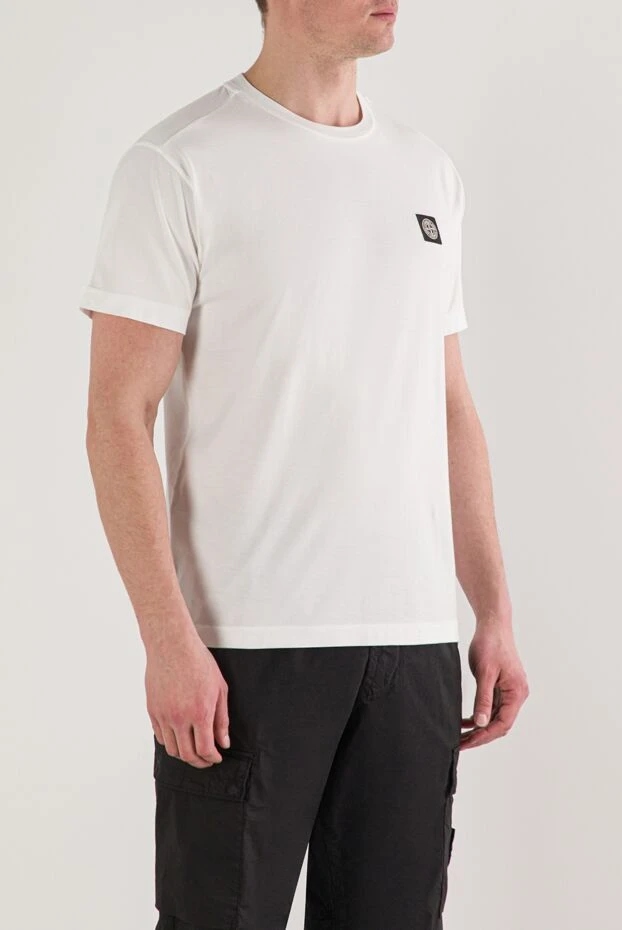 Stone Island ақ түсті қысқа жеңді мақтадан жасалған футболка 192699 - фото 3