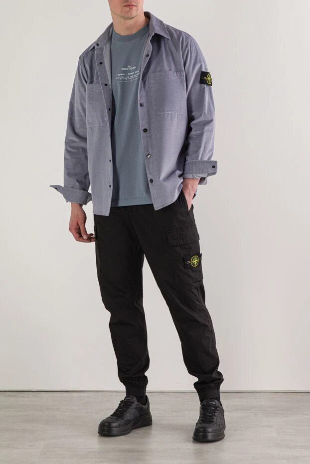 Stone Island көк түсті тарақпен тігілген органикалық мақта футболкасы 192702 - фото 2