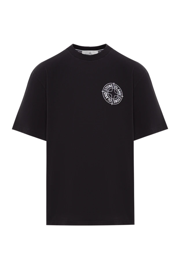 Black combed organic cotton T-shirt - photo 1