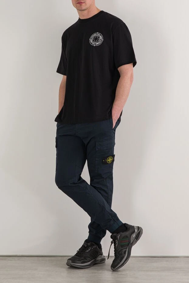 Stone Island қара тарақпен тігілген органикалық мақта футболкасы 192703 - фото 2