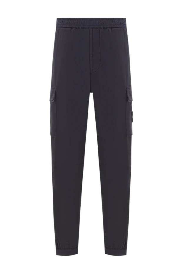 Stone Island синие брюки-карго зауженного кроя с поясом на шнуровке 192704 - фото 1
