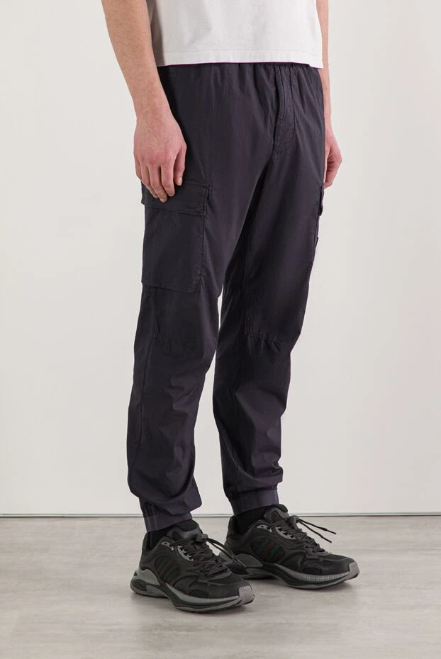 Stone Island синие брюки-карго зауженного кроя с поясом на шнуровке 192704 - фото 3