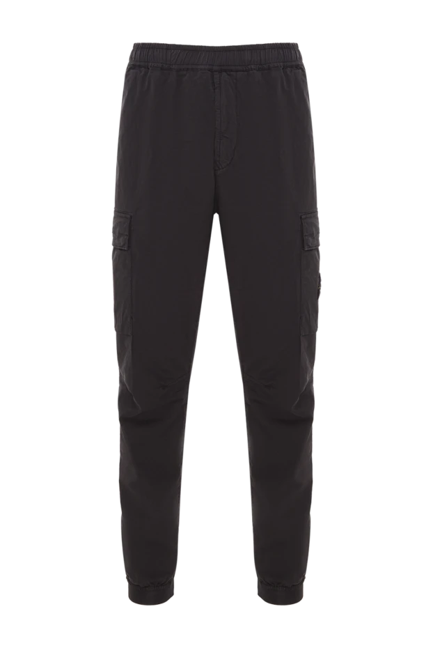 Regular fit tapered cargo pants with a drawstring waistband in black - photo 1