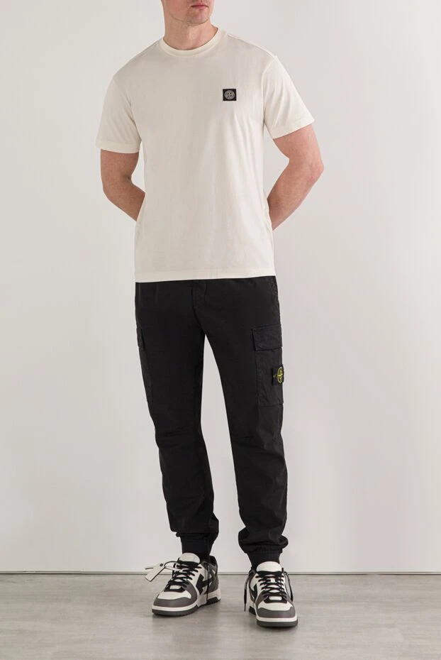 Stone Island regular fit tapered cargo pants with a drawstring waistband in black 192705 - photo 2