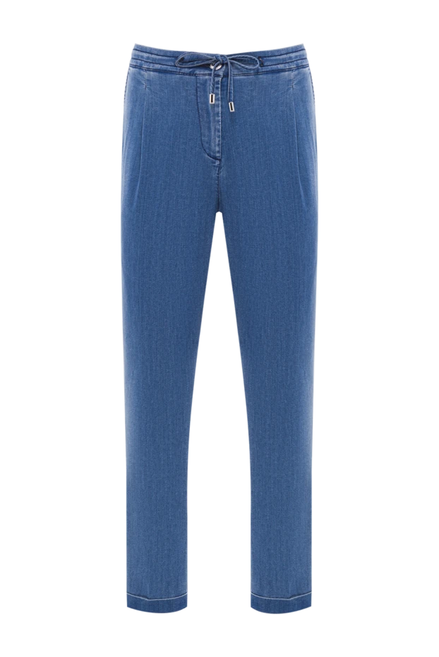 Men's light blue jeans with elastic waistband and pleats - photo 1